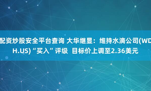 配资炒股安全平台查询 大华继显：维持水滴公司(WDH.US)“买入”评级  目标价上调至2.36美元